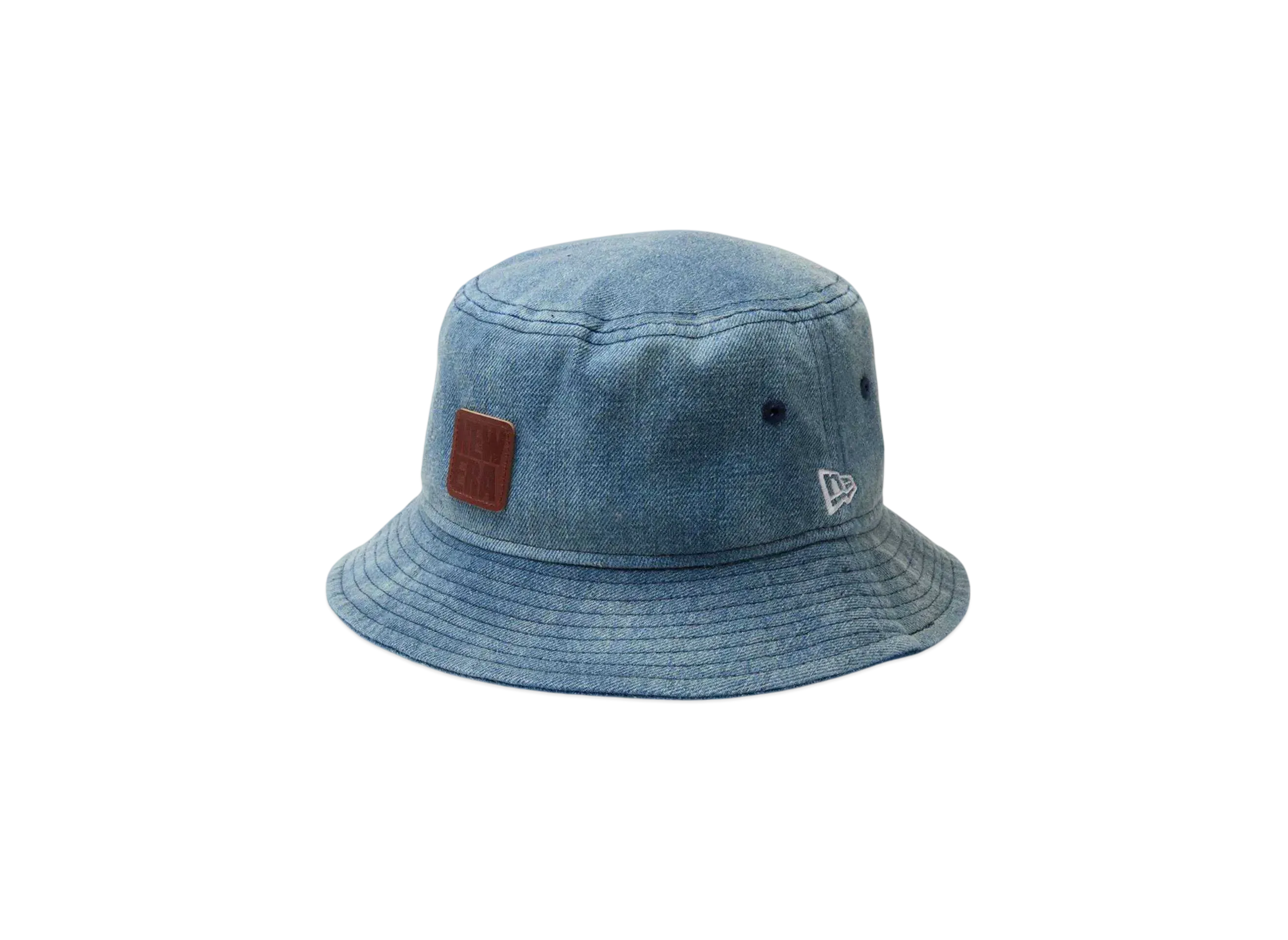 NEW ERA Bucket 01 Denim Leather Patch "Washed Denim"