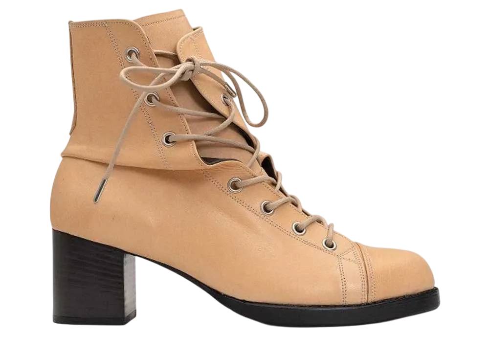 メゾンミハラヤスヒロ ウィメンズ ツイステッド レザー ブーツ "ナチュラル" (E11FW912)