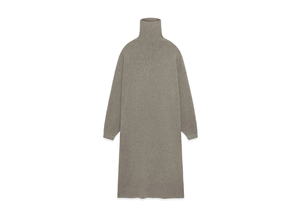 FEAR OF GOD Essentials Women's Waffle Knit Turtleneck Dress "Heather Gray"