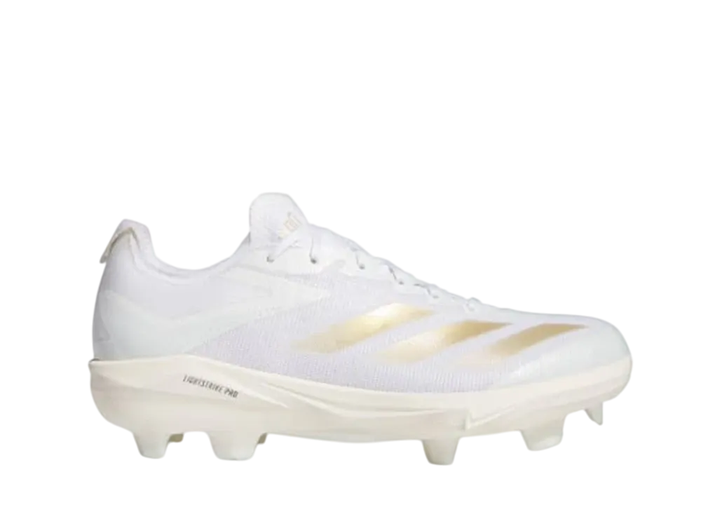 adidas Adizero Electric+ TPU Baseball Cleats "Cloud White/Gold Metallic/Off White"