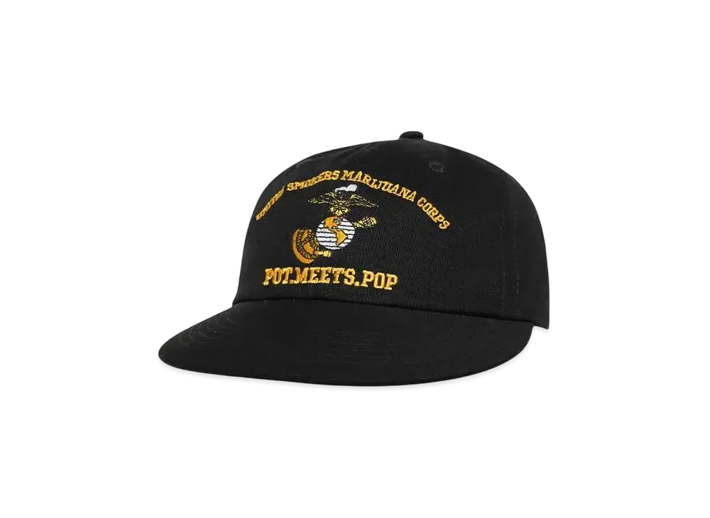 POT MEETS POP USMC 6 PANEL CAP "BLACK"