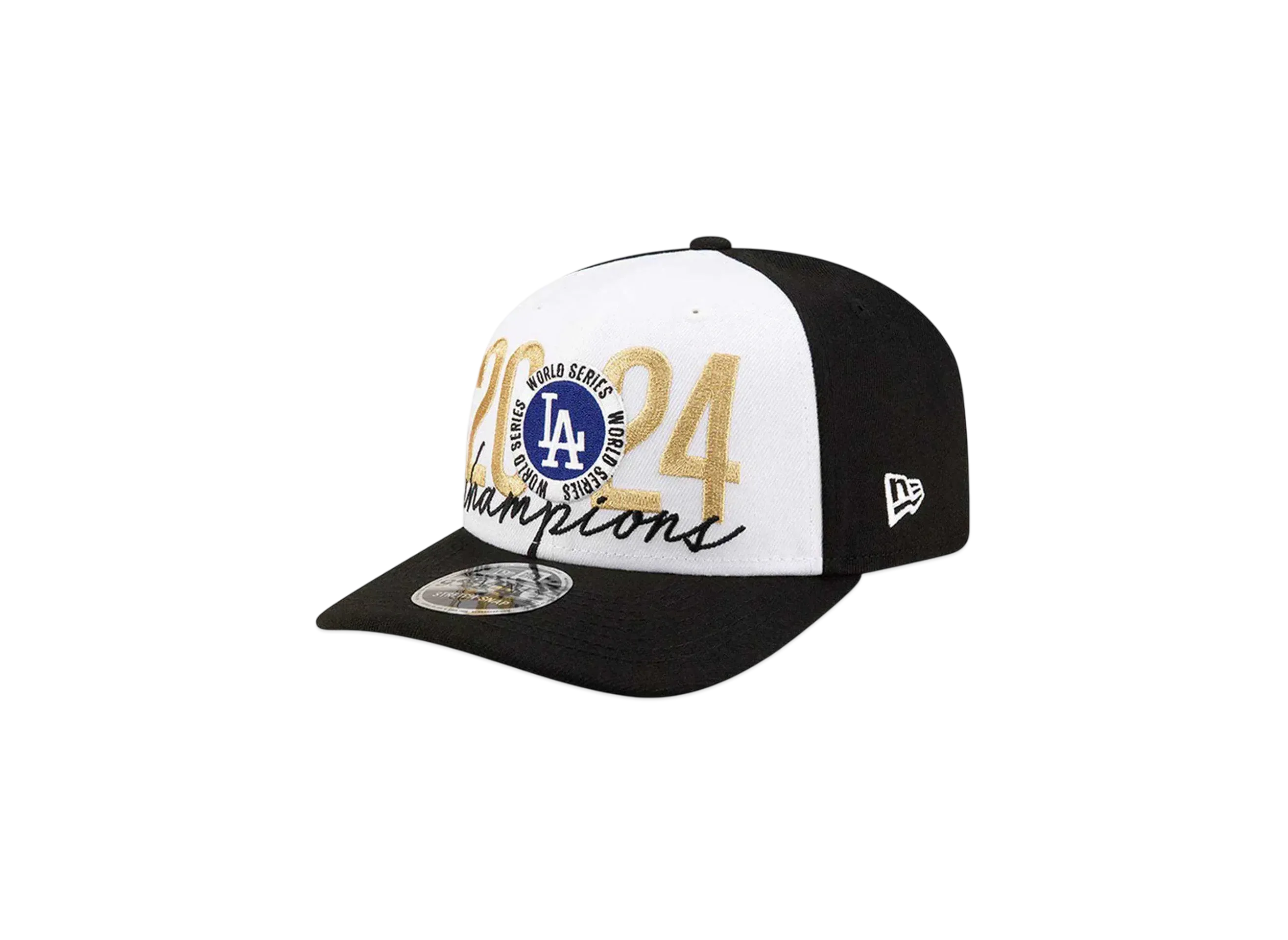 NEW ERA 9Seventy Stretch Snap 2024 MLB World Series Champions Locker Room Cap Los Angeles Dodgers "Black/White"