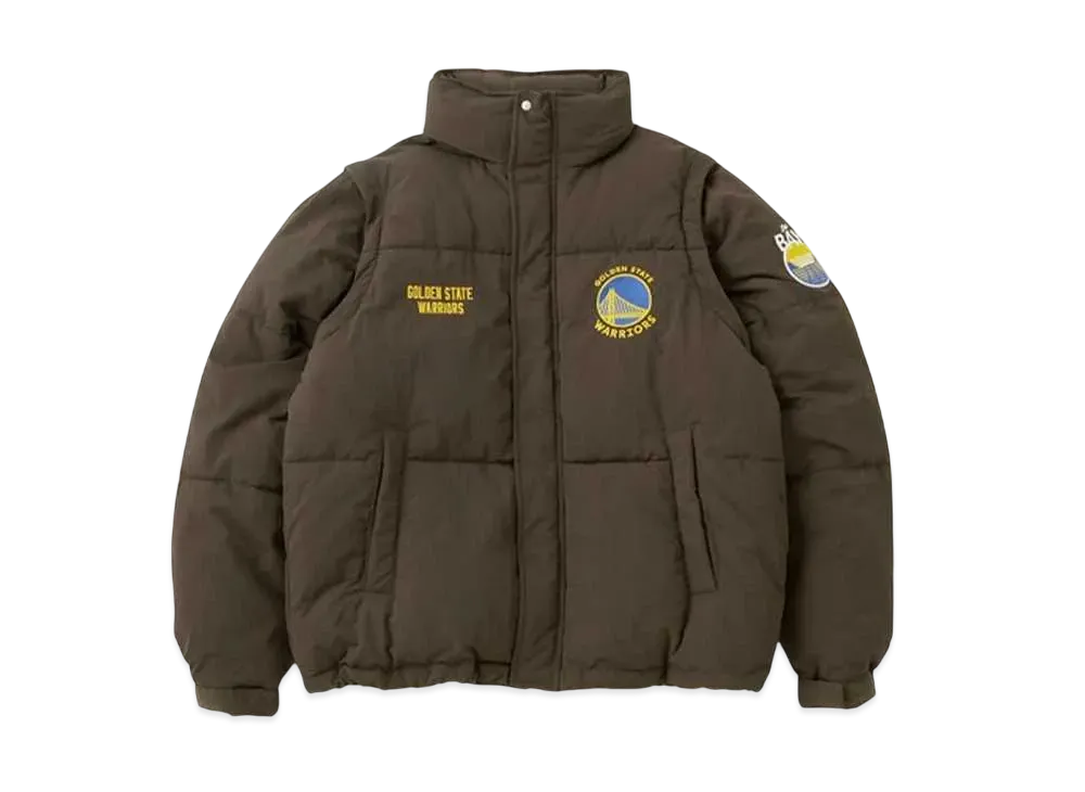 NBA Team Multi Way Oversized Nylon Padding Jacket Wariors "Dark Brown"