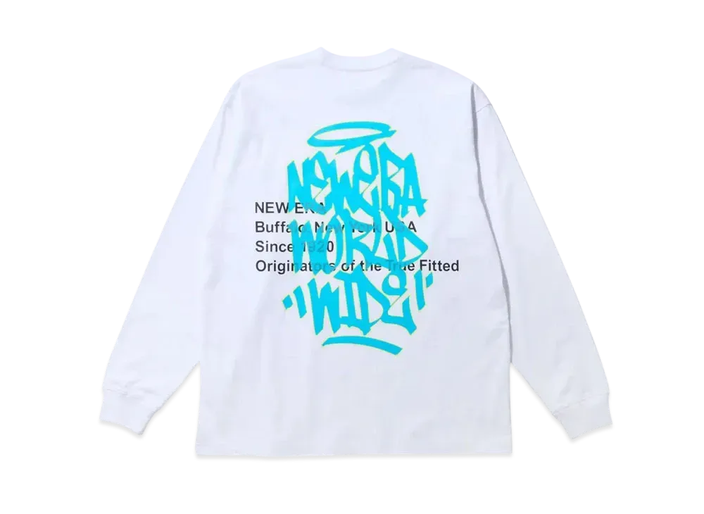 NEW ERA Long Sleeve Oversized Cotton T-shirt Graffiti "White"