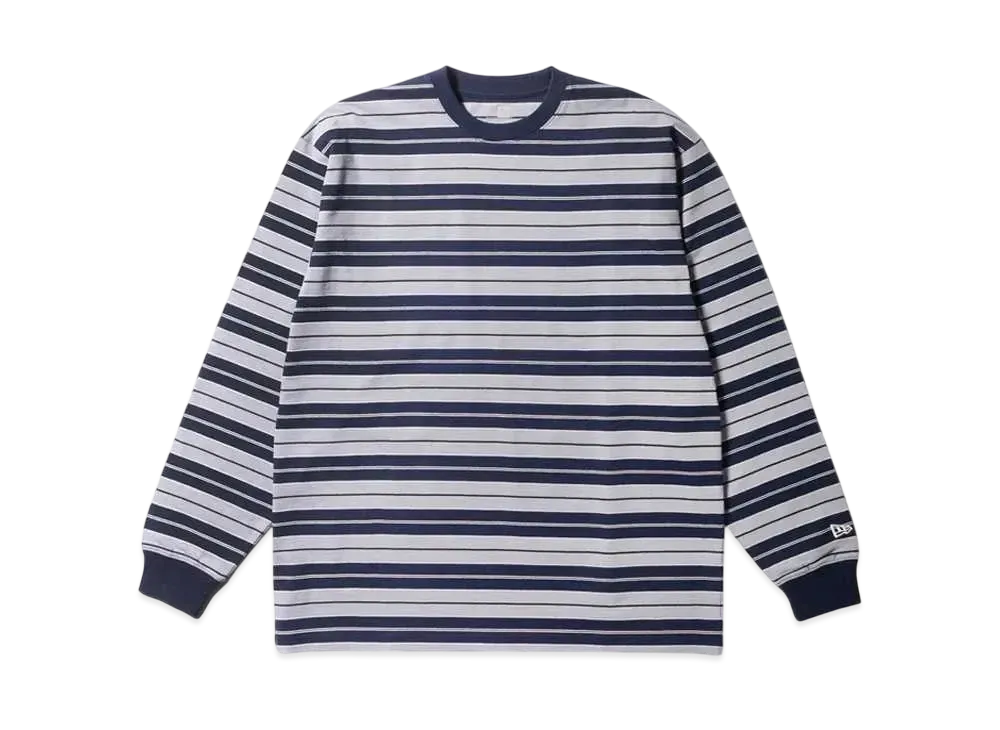 NEW ERA Long Sleeve Oversized Cotton T-shirt Multi Border "Navy"