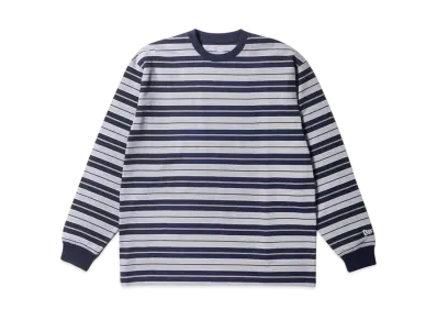 NEW ERA Long Sleeve Oversized Cotton T-shirt Multi Border "Navy"