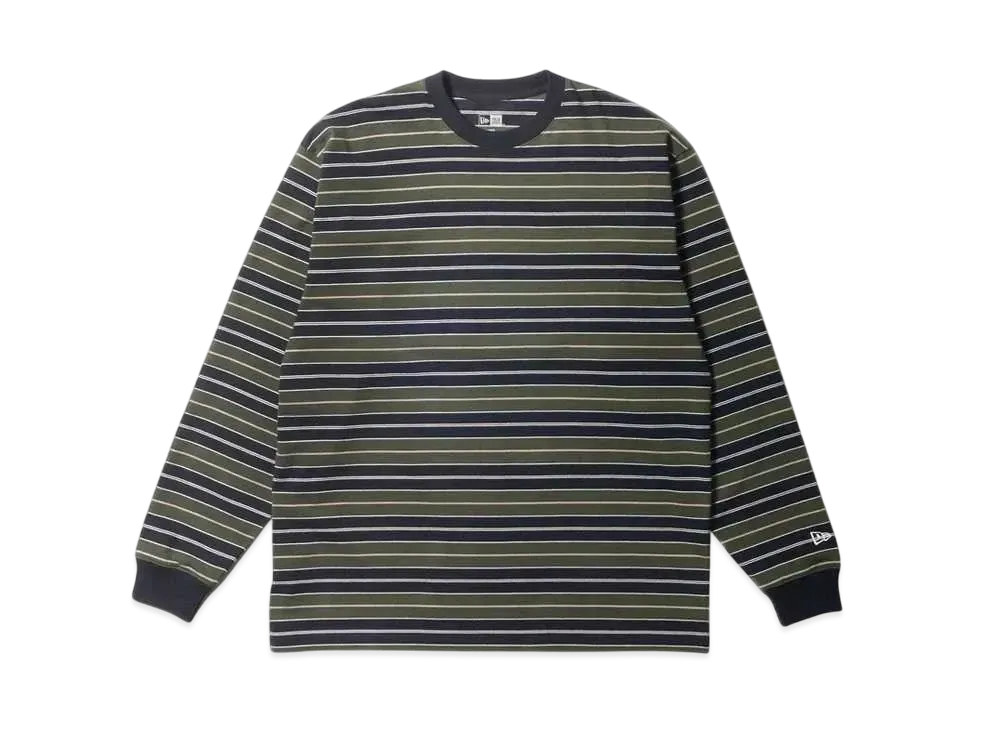 NEW ERA Long Sleeve Oversized Cotton T-shirt Multi Border "Black"