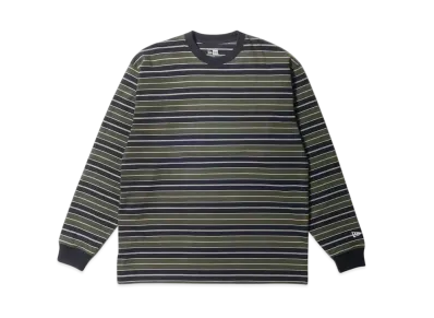 NEW ERA Long Sleeve Oversized Cotton T-shirt Multi Border "Black"