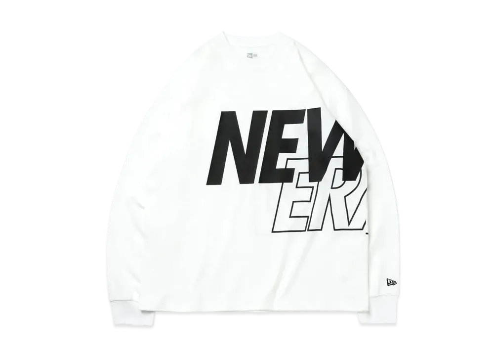 NEW ERA Long Sleeve Oversized Performance T-shirt Front & Back Logo "White/Black"