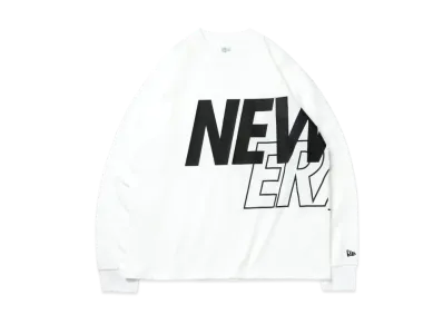 NEW ERA Long Sleeve Oversized Performance T-shirt Front & Back Logo "White/Black"