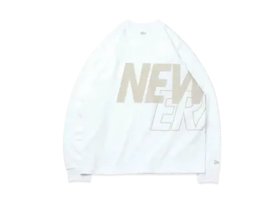 NEW ERA Long Sleeve Oversized Performance T-shirt Front & Back Logo "White/Beige"