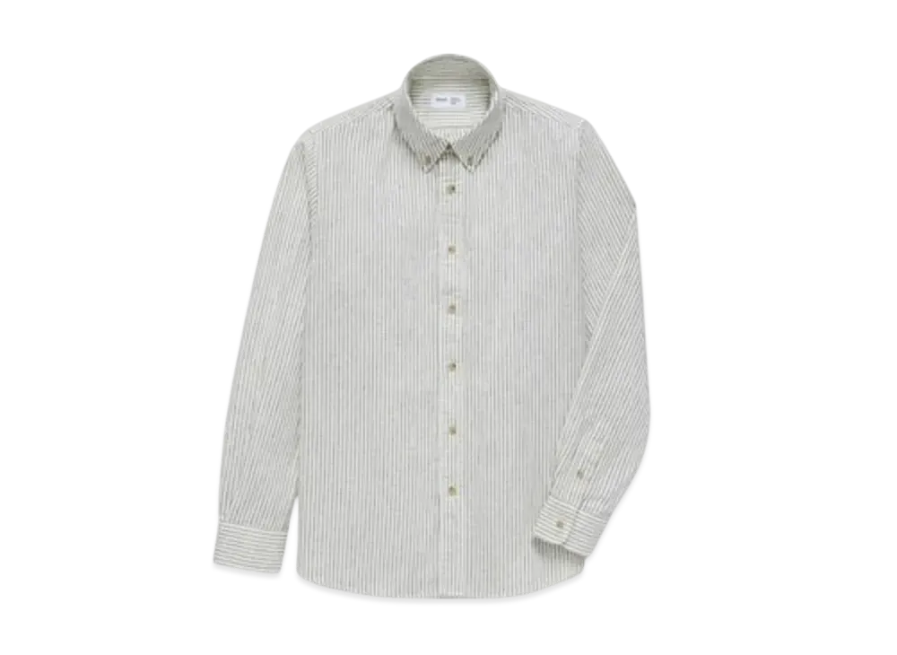 JJJJound Striped Flannel Shirt "Off White/Charcoal"