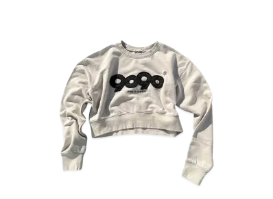 9090 9090 OG Logo Patched Crewneck Sweat (Cropped) "BEIGE"