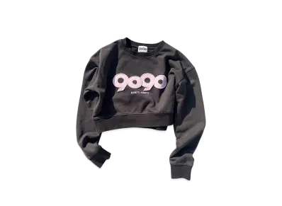 9090 9090 OG Logo Patched Crewneck Sweat (Cropped) "CHARCOAL PINK"