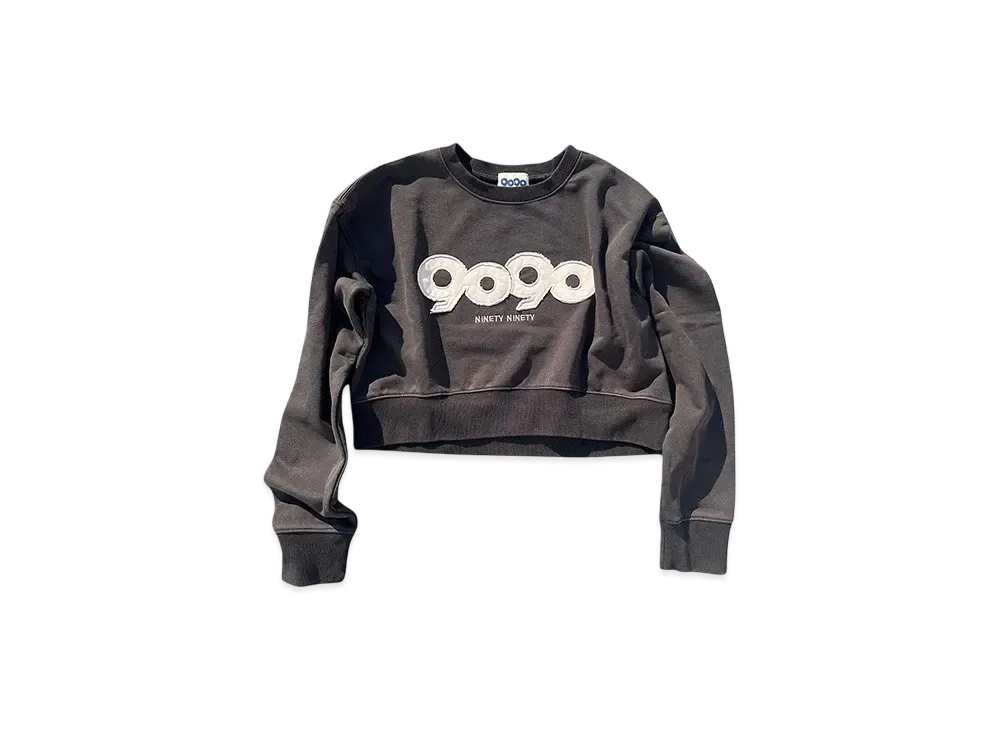 9090 9090 OG Logo Patched Crewneck Sweat (Cropped) "BLACK"