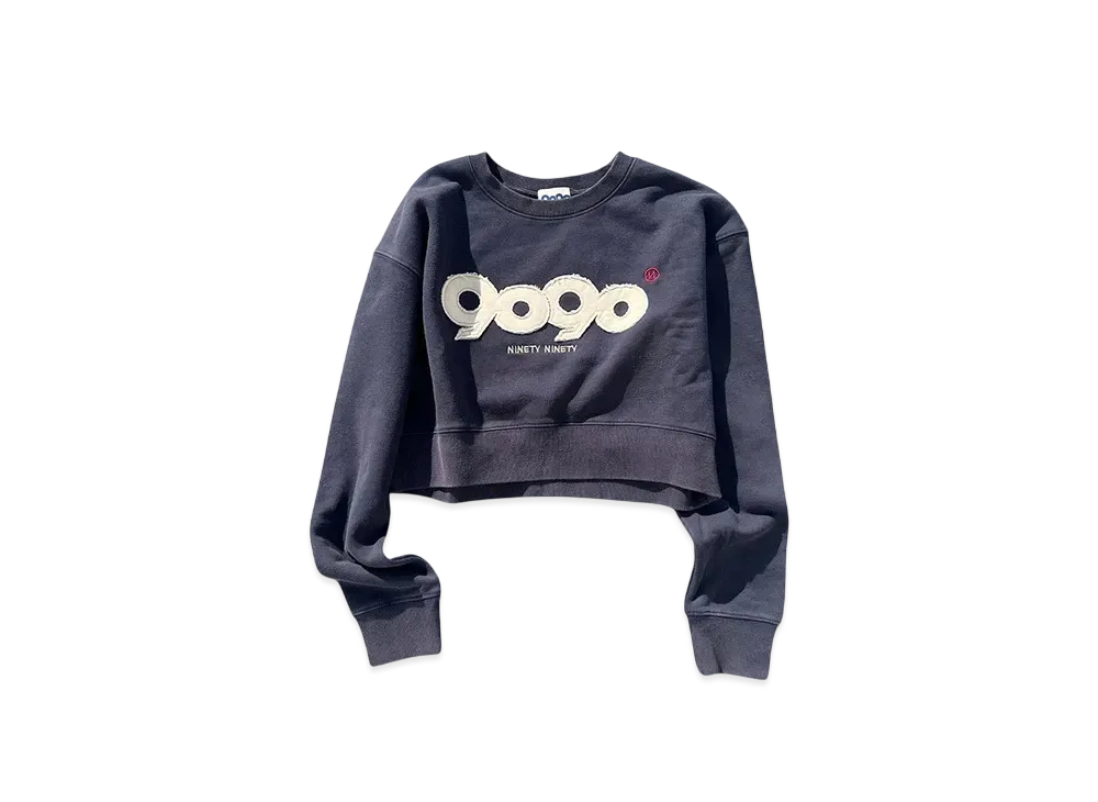 9090 9090 OG Logo Patched Crewneck Sweat (Cropped) "NAVY"