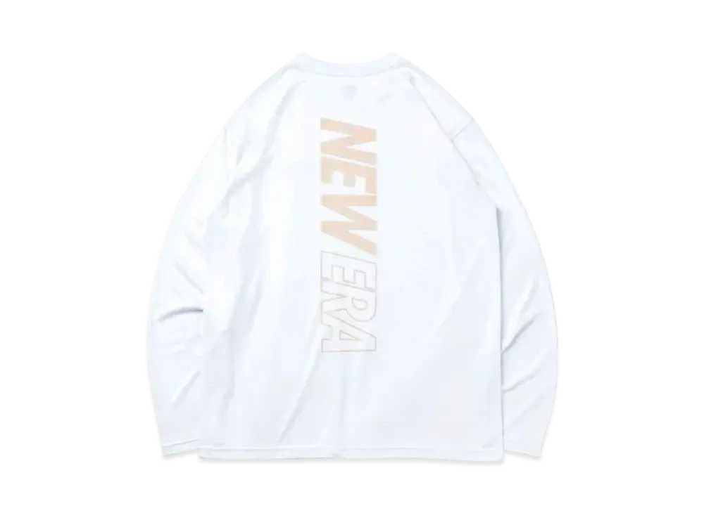 NEW ERA Performance Apparel Long Sleeve Tech T-shirt Rear Vertical Logo "White/Beige"