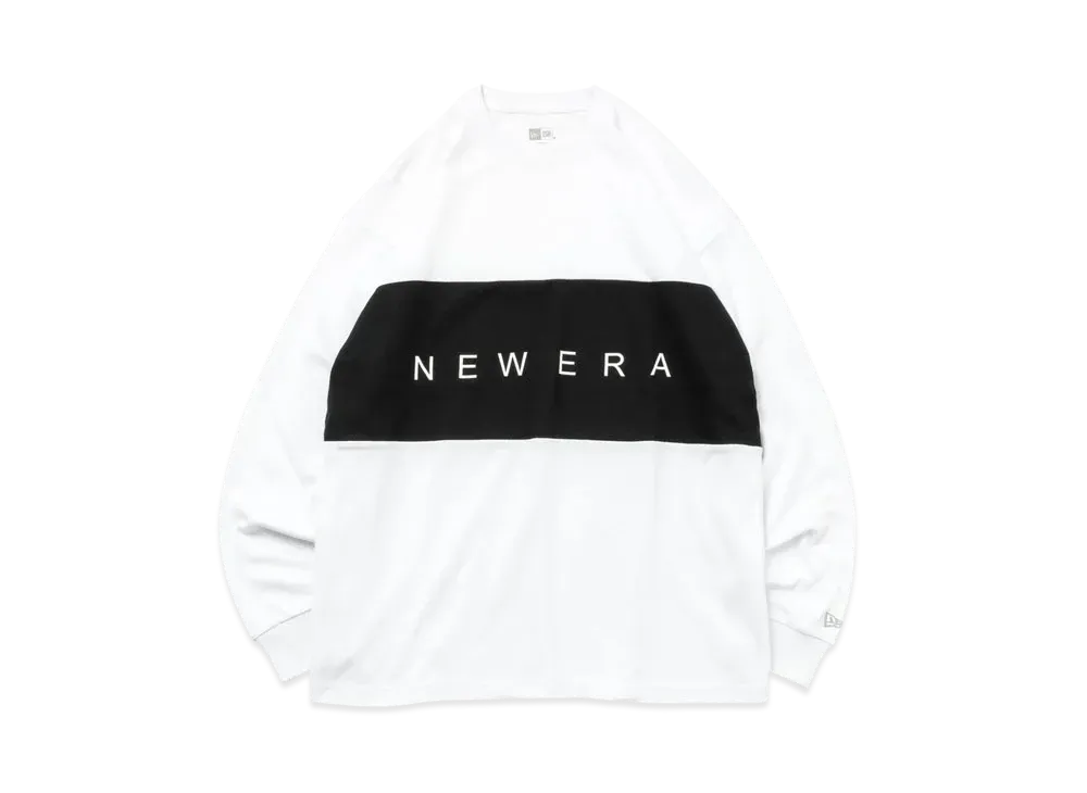 NEW ERA Performance Apparel Long Sleeve Oversized Performance T-Shirt Panel Logo "White/Black"