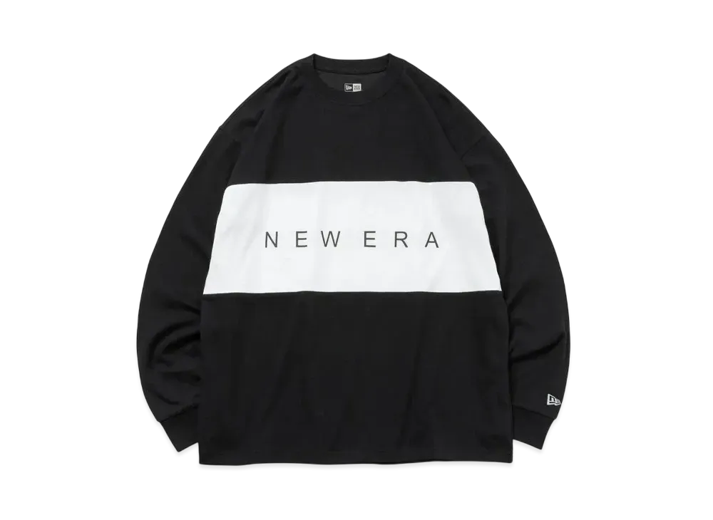 NEW ERA Performance Apparel Long Sleeve Oversized Performance T-Shirt Panel Logo "Black/White"
