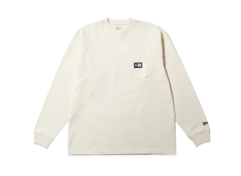 NEW ERA Long Sleeve Oversized Cotton T-shirt Heavyweight Woven Patch "Off White"