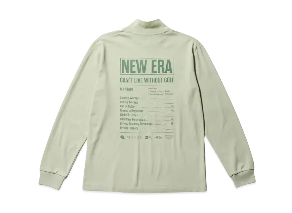 NEW ERA Golf High Collar Long Sleeve Performance T-Shirt Stats "Olive"