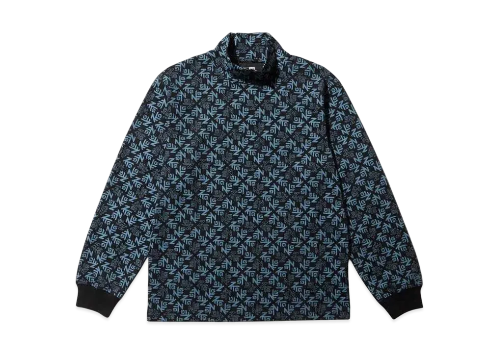 NEW ERA Golf Long Sleeve High Collar Performance T-shirt All Over "Black"