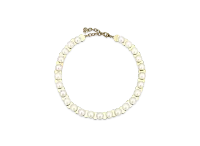 GUCCI Resin Pearl Choker Necklace "Light Gold"