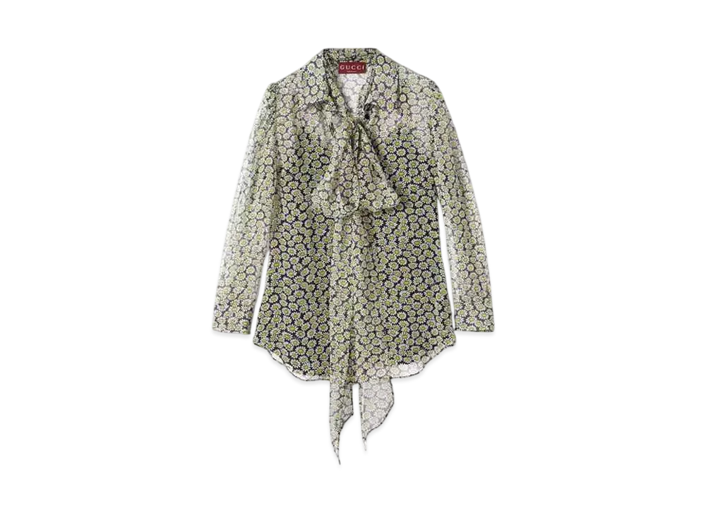 GUCCI Printed Silk Chiffon Shirt "Multicolor"