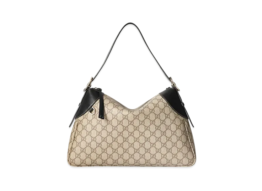 GUCCI GG Emblem Large Shoulder Bag "Beige/Dark Brown"