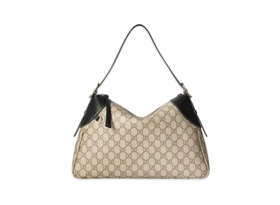 GUCCI GG Emblem Large Shoulder Bag "Beige/Dark Brown"