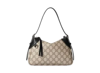 GUCCI GG Emblem Small Shoulder Bag "Beige/Dark Brown"