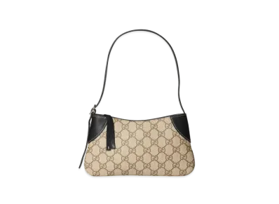 GUCCI GG Emblem Super Mini Shoulder Bag "Beige/Dark Brown"