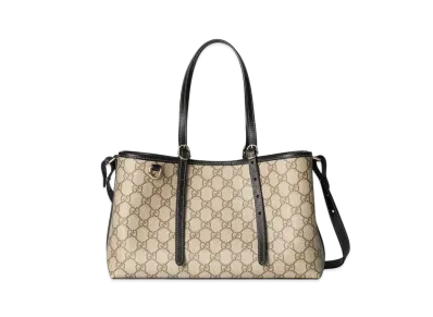 GUCCI GG Emblem Small Tote Bag "Beige/Dark Brown"