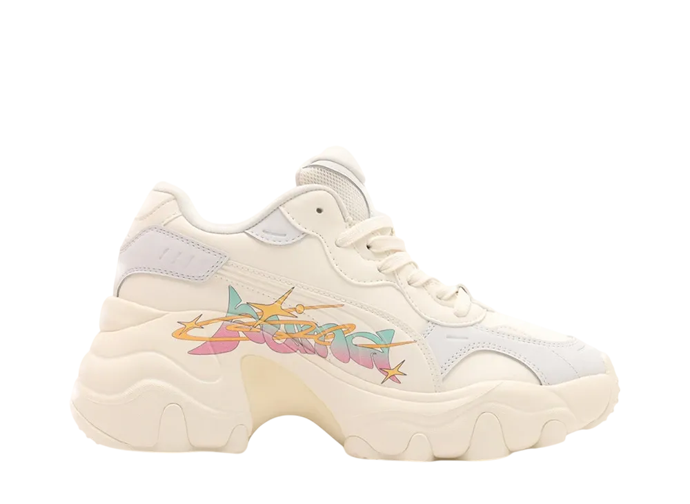 atmos pink Exclusive Puma Women's Pulsar Wedge Spacey "Frosted Ivory/Feather Gray"