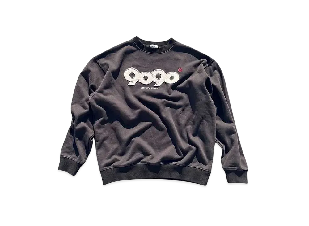 9090 9090 OG Logo Patched Crewneck Sweat "BLACK"