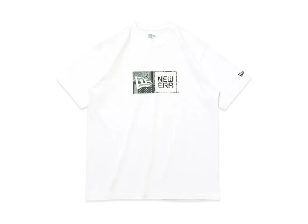 NEW ERA Short Sleeve Cotton T-shirt Paisley Box Logo Regular Fit "White"
