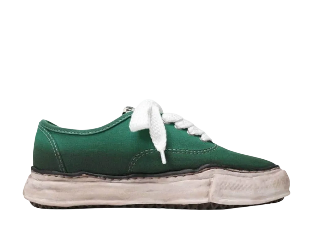 メゾンミハラヤスヒロ ベイカー OG ディストレストエフェクト ソール キャンバス ロートップ スニーカー "グリーン" (A07FW722)