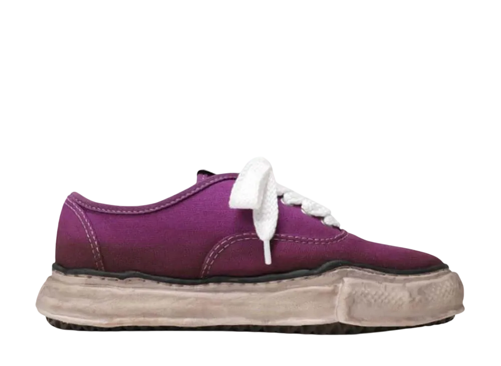 メゾンミハラヤスヒロ ベイカー OG ディストレストエフェクト ソール キャンバス ロートップ スニーカー "パープル" (A07FW722)