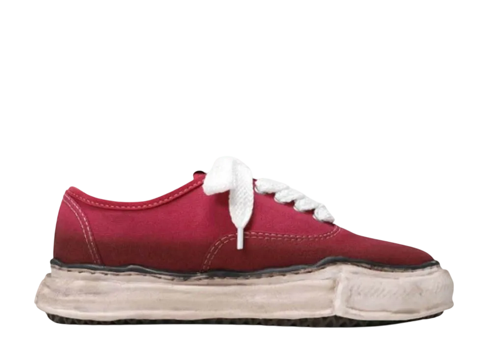 メゾンミハラヤスヒロ ベイカー OG ディストレストエフェクト ソール キャンバス ロートップ スニーカー "レッド" (A07FW722)