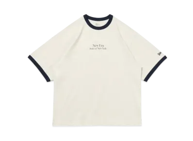 NEW ERA Short Sleeve Oversized Cotton T-Shirt Ringer Tee "Stone/Navy"
