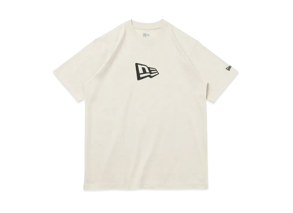 NEW ERA Short Sleeve Cotton T-shirt Flag Logo Mid Regular Fit "Stone"