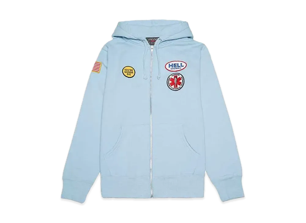 Supreme x HYSTERIC GLAMOUR Patches Zip Up Sweatshirt"Light Blue"