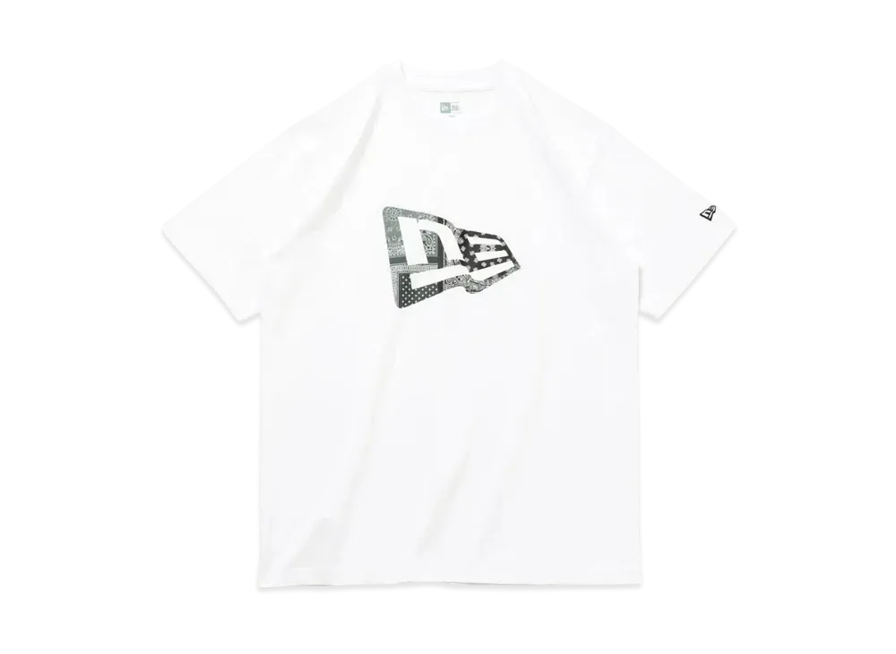NEW ERA Short Sleeve Cotton T-shirt Paisley Flag Logo Regular Fit "White"