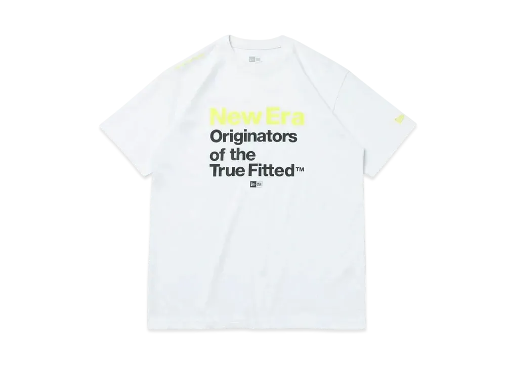 NEW ERA Short Sleeve Performance T-Shirt Wordmark & Originators Regular Fit "White/Yellow"
