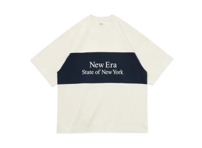 NEW ERA Short Sleeve Oversized T-shirt Panel Tee "Stone/Navy"