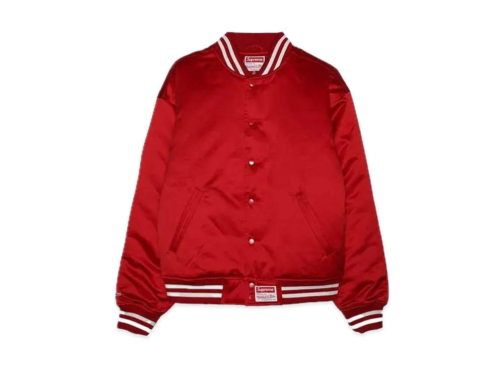 Supreme x Mitchell & Ness Satin Varsity Jacket "Red"