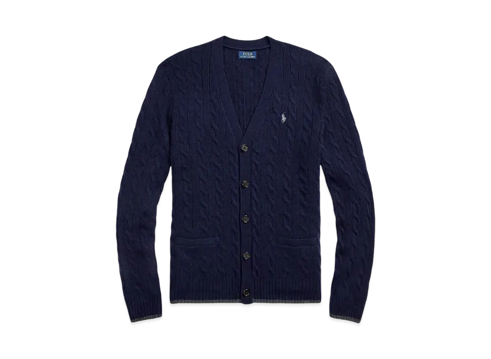 Polo Ralph Lauren Cable Knit Wool Cashmere Cardigan "Blue"