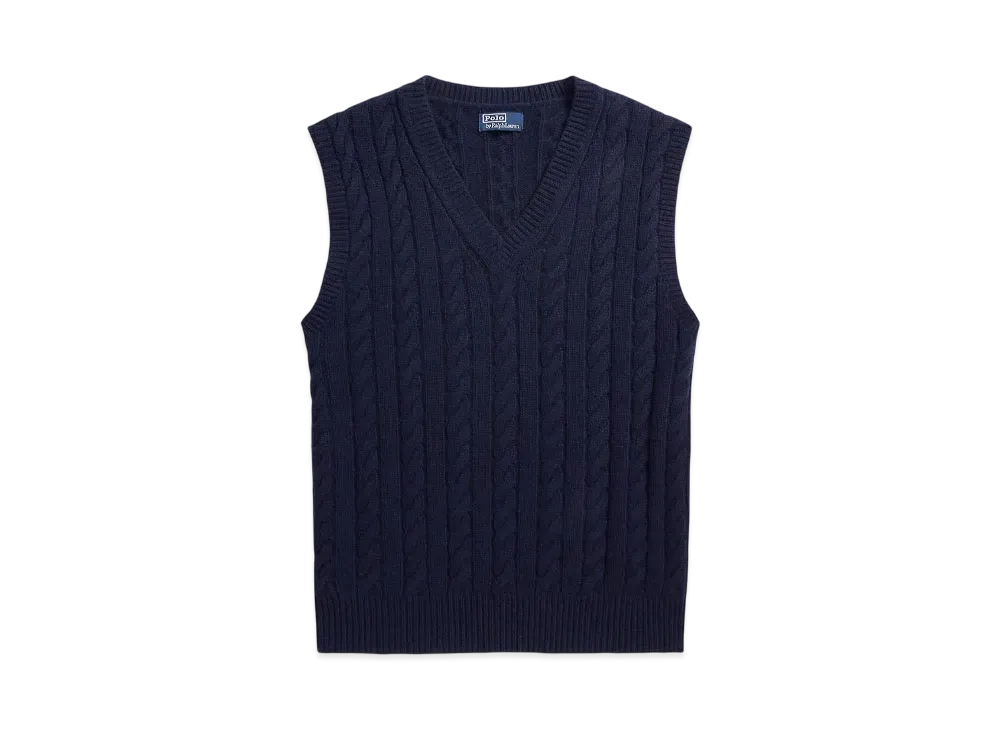 Polo Ralph Lauren Cable Knit Wool Cashmere Vest "Blue"