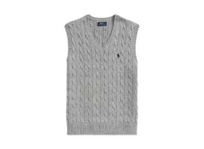 Polo Ralph Lauren Cable Knit Cotton Sweater Vest "Gray"
