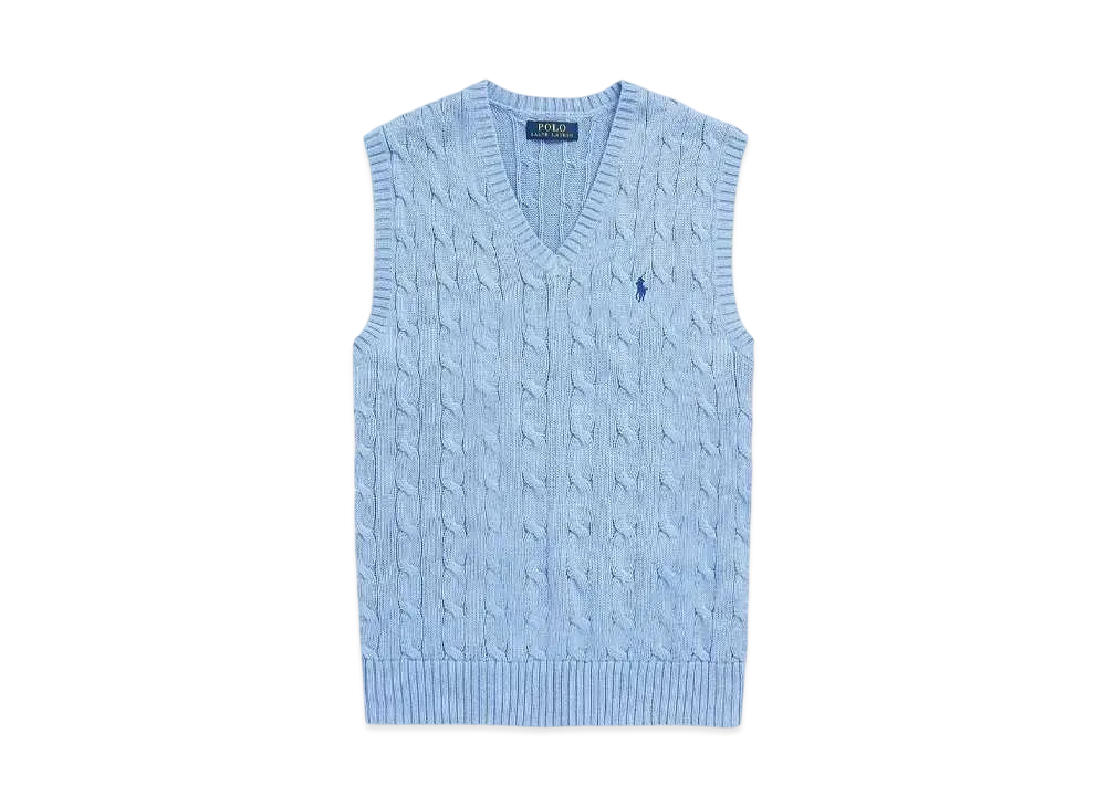 Polo Ralph Lauren Cable Knit Cotton Sweater Vest "Blue"